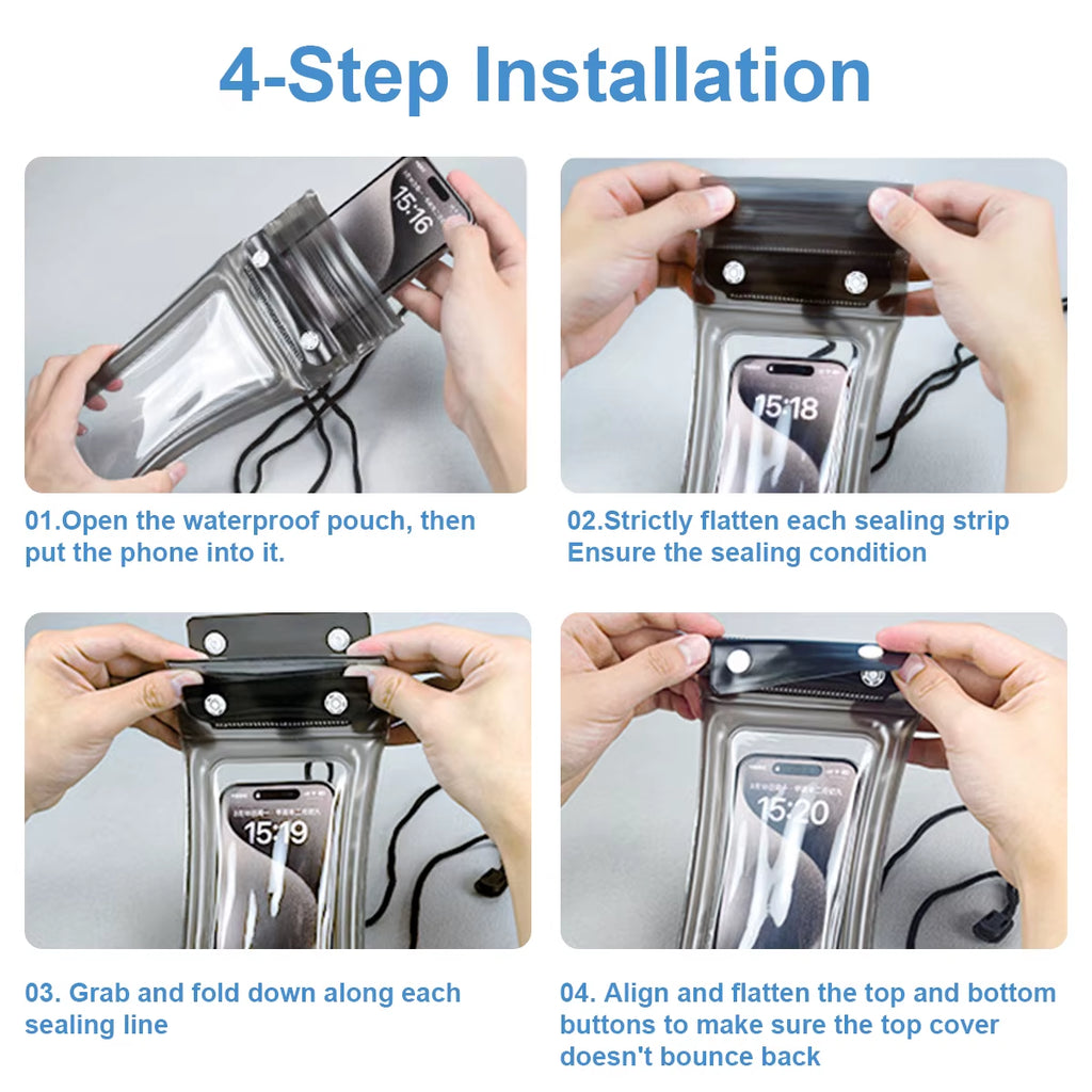 FONKEN Floating Waterproof Phone Case Full View Swimming Bag Underwater Snow Rainforest Transparent Dry Bag Waterproof Cover