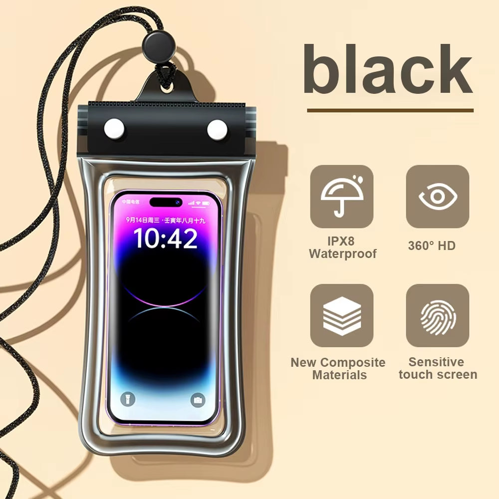 FONKEN Floating Waterproof Phone Case Full View Swimming Bag Underwater Snow Rainforest Transparent Dry Bag Waterproof Cover