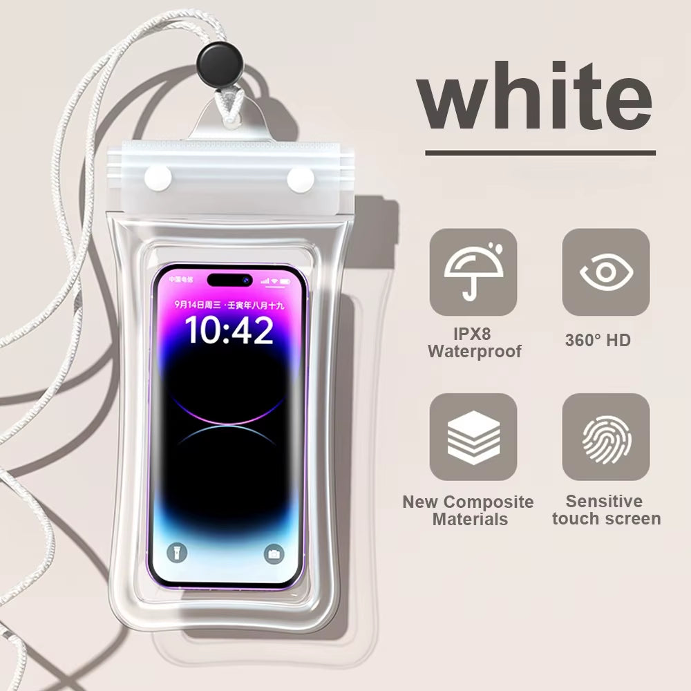 FONKEN Floating Waterproof Phone Case Full View Swimming Bag Underwater Snow Rainforest Transparent Dry Bag Waterproof Cover